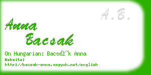 anna bacsak business card